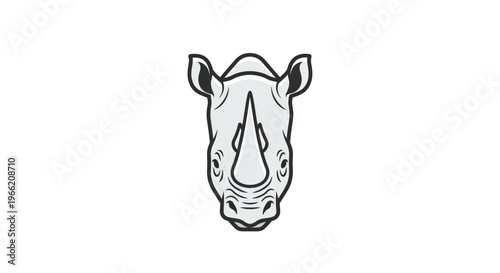 Black and white rhino head drawing.