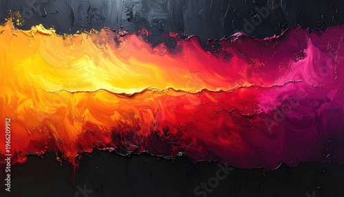 Astratto vibrante con sfumature calde di arancione, rosso e viola su sfondo scuro