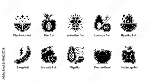Fresh Fruit Icons Nutrition Facts.