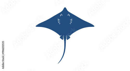 Large blue stingray swimming underwater alone.