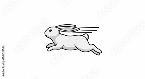 Fast cartoon rabbit with angel wings.