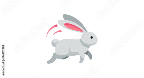 Fast Running Cartoon White Rabbit.