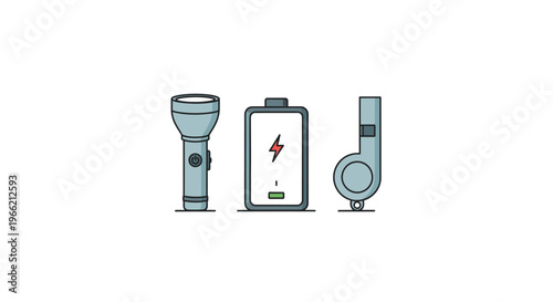 Flashlight Battery Headphones Electronic Devices.