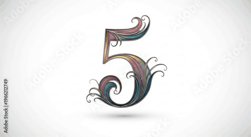 colored  number 5 written in an elegant way .