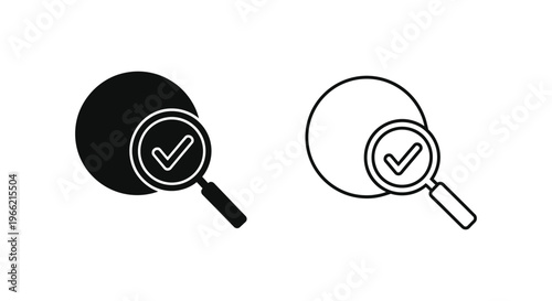 magnifying glass with check mark Vector