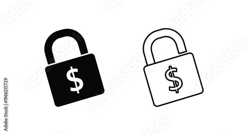 Two padlocks with dollar sign on white background Vector