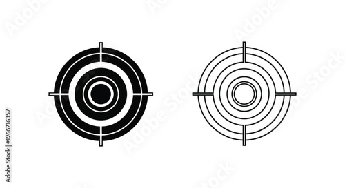 black and gray targets with concentric circles and crosshairs Vector