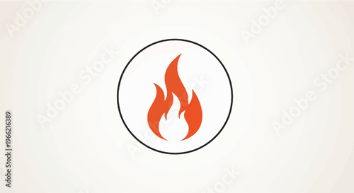 Vibrant orange flame icon within a black circular outline.