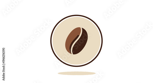 Single coffee bean in a light brown circle.