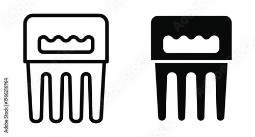 Hair pick comb icon set for curly afro hair styling grooming accessory tool flat vector design for barber shop salon