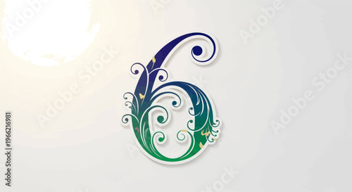 colored number 6 written in an elegant way .