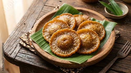 Traditional Indonesian Kue Cucur Fried Rice Flour Cake on Plate