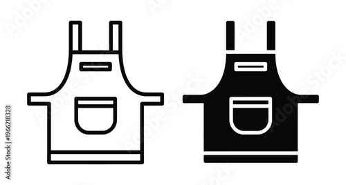 Kitchen apron icon set for cooking baking chef uniform protective clothing housework barbecue restaurant service staff workwear garment design element