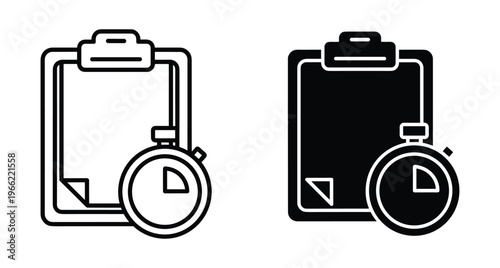 Clipboard with stopwatch icon representing time management productivity task tracking deadlines project scheduling and efficient workflow organization for business and office