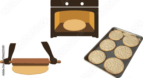 Baking matzah for Passover in the oven.