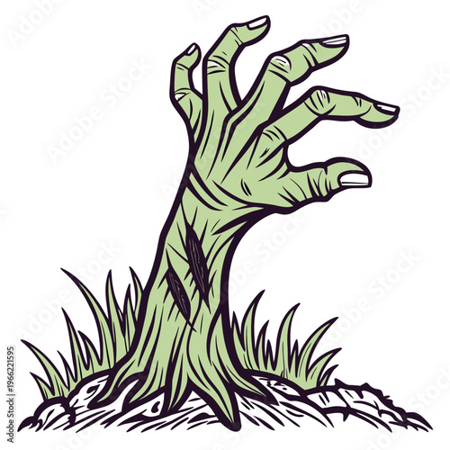 Creepy zombie hand drawn vector illustration isolated on white background.