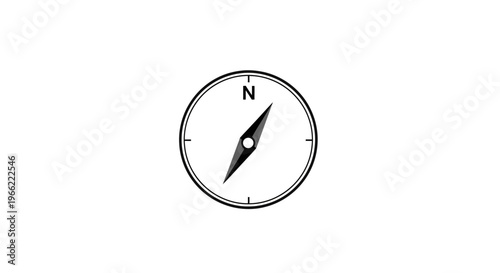 Simple black and white compass pointing north.