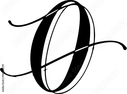 black and white number 0 written in elegant way.