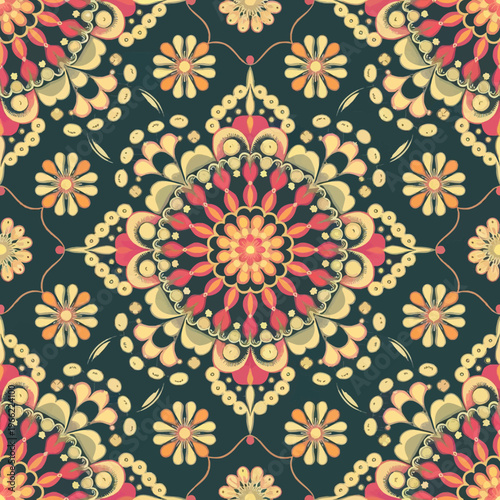 vector illustration hires Collection of High-Resolution Abstract Seamless ornament Patterns with Diverse Designs and Textures Mediterranean Tile Pattern with Colorful Floral Mandalas and Geometric