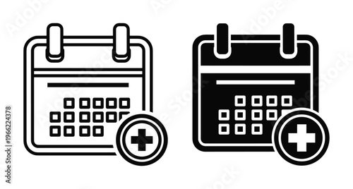 calendar add event icon set with plus sign for scheduling appointments planning dates organizing tasks business calendar add event icon