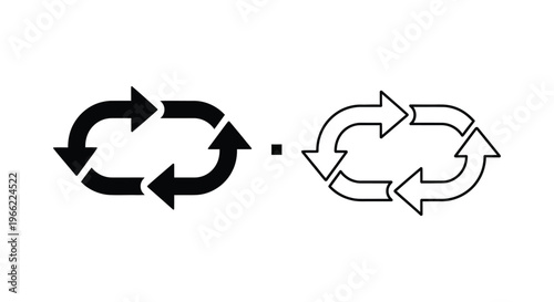 black and white recycling symbols with arrows Vector
