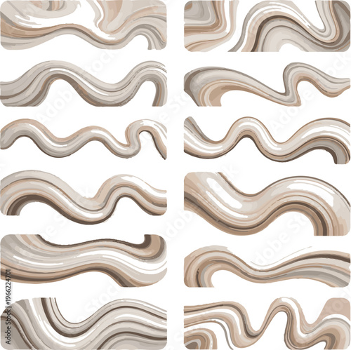 Flowing mineral shapes with soft curves and layered sediment patterns.