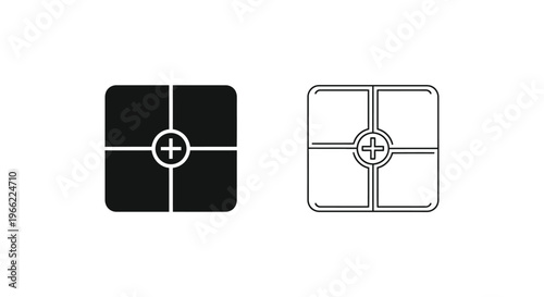 black and white icons of a square divided into four equal parts Vector