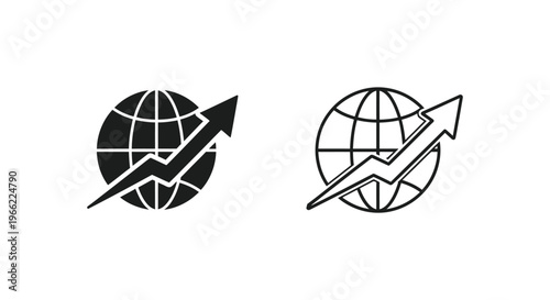 black and white globe icons with arrows Vector