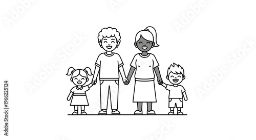 Diverse Family Holding Hands Together in a Line.