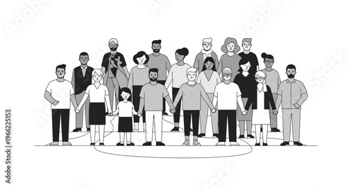 Diverse Group of People Standing Together in Unity and Harmony.