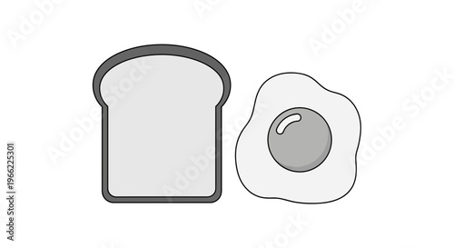 Simple illustration of a slice of bread and a fried egg.