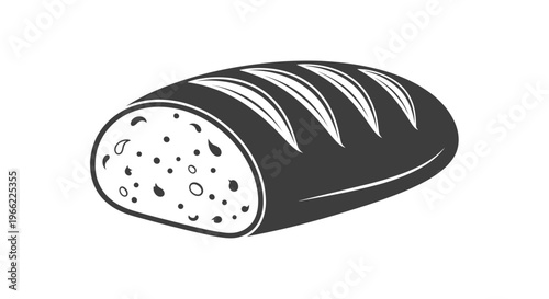 Stylized illustration of a freshly baked loaf of bread with visible crumbs.