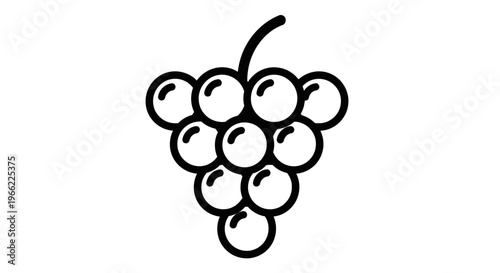 Simple Line Art Illustration of a Bunch of Grapes.