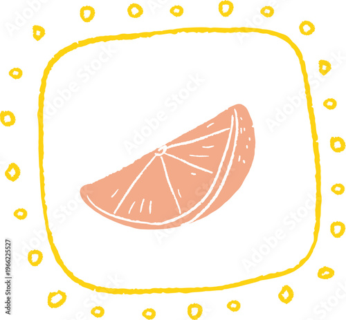 Citrus Wedge With Seeds Hand Drawn