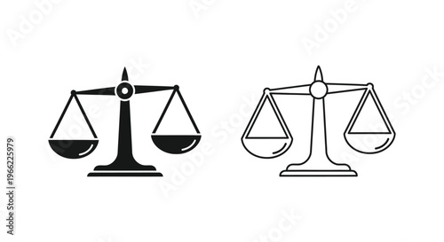 a black and white scales icon set for justice and law Vector