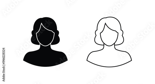 two female silhouettes with short hair Vector