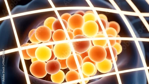 Science Technology Orange Yellow Spheres Grid.