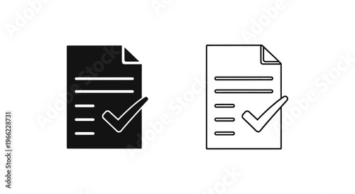 black and white icons of checked documents Vector