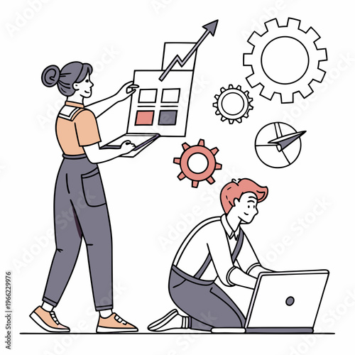 Set of web designers. Graphic designers come up with creative idea, develop app or website, and launch project. SEO, UX and UI. Cartoon vector illustration collection isolated on .