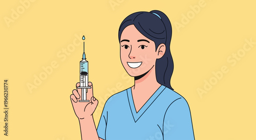 Nurse celebrates World Immunization Week with a syringe in hand