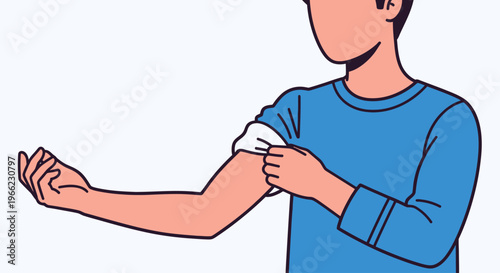Man prepares for World Immunization Week by treating his arm