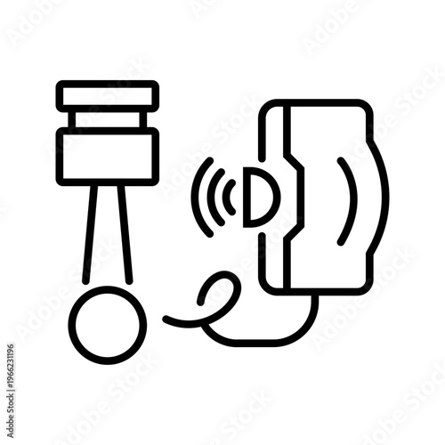 3d car part icon. Industry and automotive manufacturing line symbol. Black and white.