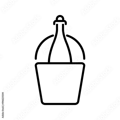 Champagne bucket icon. Food and barware line symbol. Black and white.