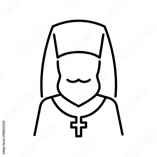 Church leader icon. Religion and clergy line symbol. Black and white.