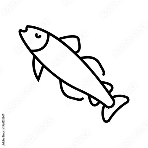 Cod fish icon. Food and seafood line symbol. Black and white.