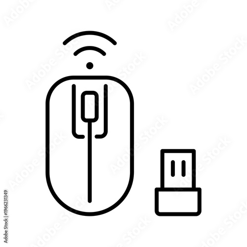 Computer mouse icon. Technology and input device line symbol. Black and white.