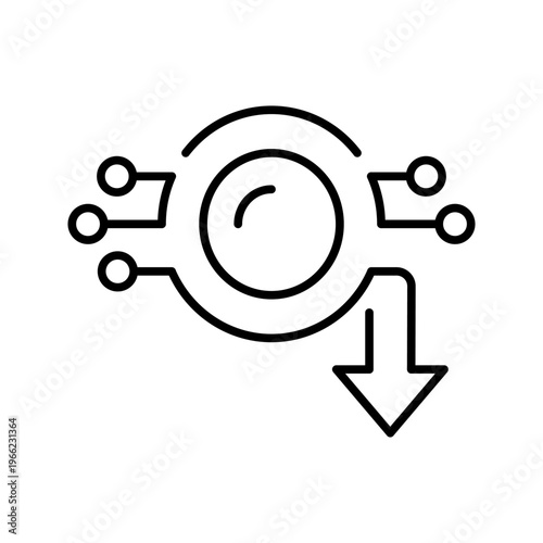 Cryptocurrency price decline icon. Business and cryptocurrency line symbol. Black and white.
