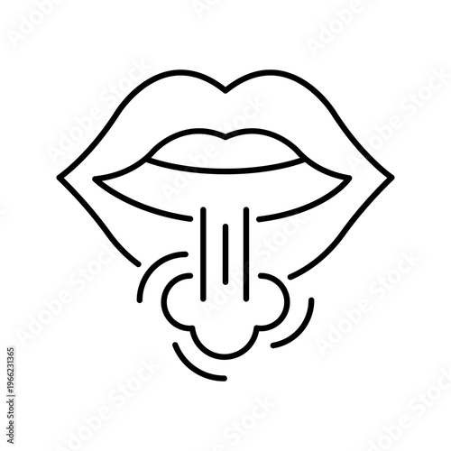 Cough symptom icon. Healthcare and respiratory line symbol. Black and white.