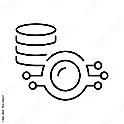 Data mining icon. Business and data mining line symbol. Black and white.