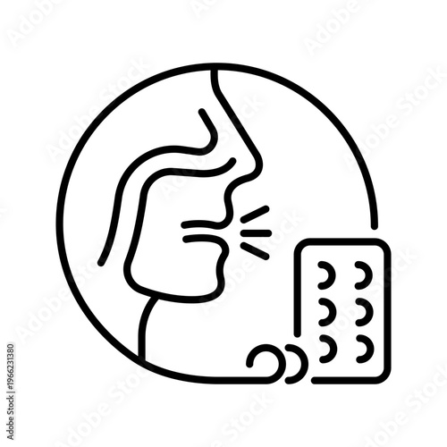 Drug allergy icon. Healthcare and allergy line symbol. Black and white.